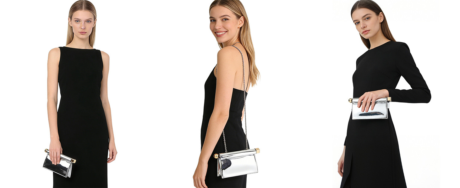 Trendy PU Leather Clutch Bag for Women Versatile Folding Evening Purse Metal Decoration Crossbody... | Amazon (US)