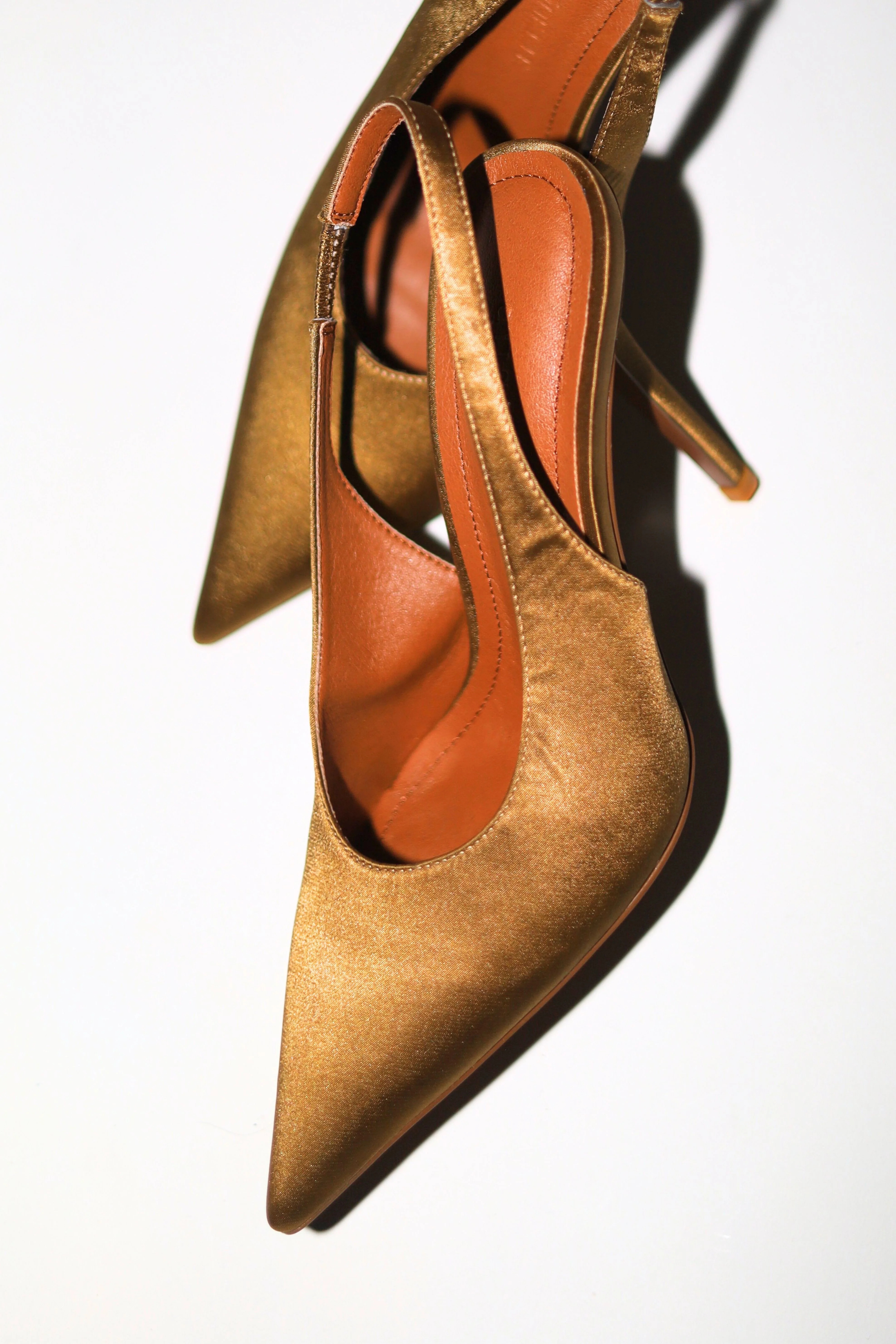 Alexandra Olive Satin Slingback 110 mm | CULT OF COQUETTE