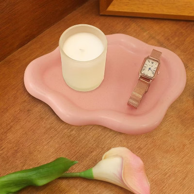Ceramic Jewelry Tray Trinket Dish, Decorative Cloud Vanity Key Tray for Women, Ring Holder Dish Pink 7.7"x 5.3"x 0.6" | Target