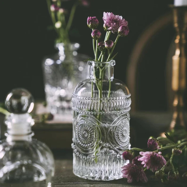 French Style Tiny Glass Vase, Cottagecore Decor, Boho Bohemian Decor, Mothers Day Gift for Mom, C... | Etsy (US)