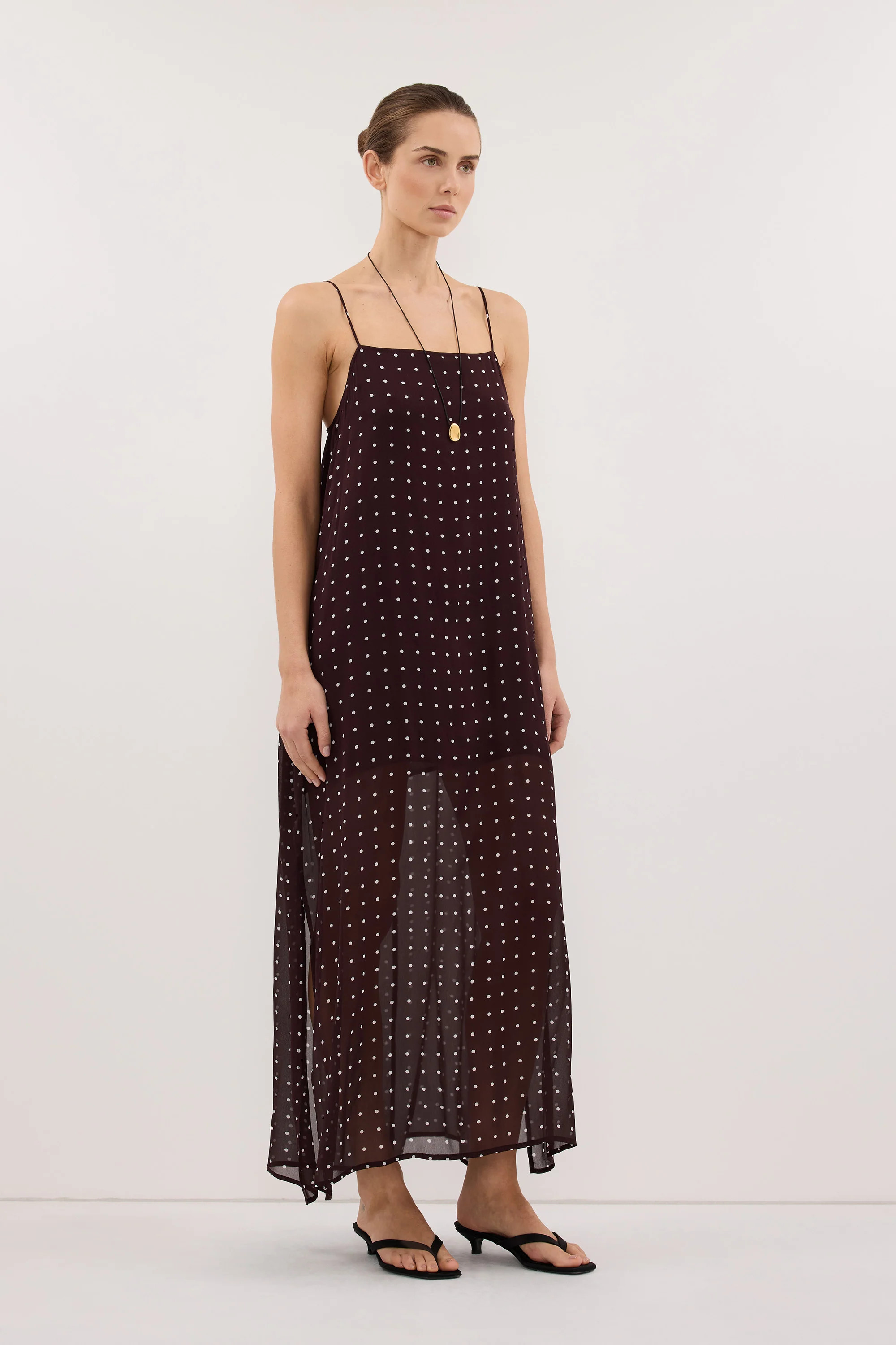 VANESSA BITTER CHOC SLEEVELESS MIDI DRESS | DISSH