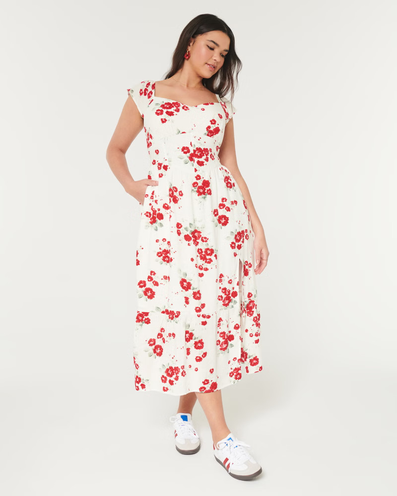 Lace-Up Back Midi Dress | Hollister (US)