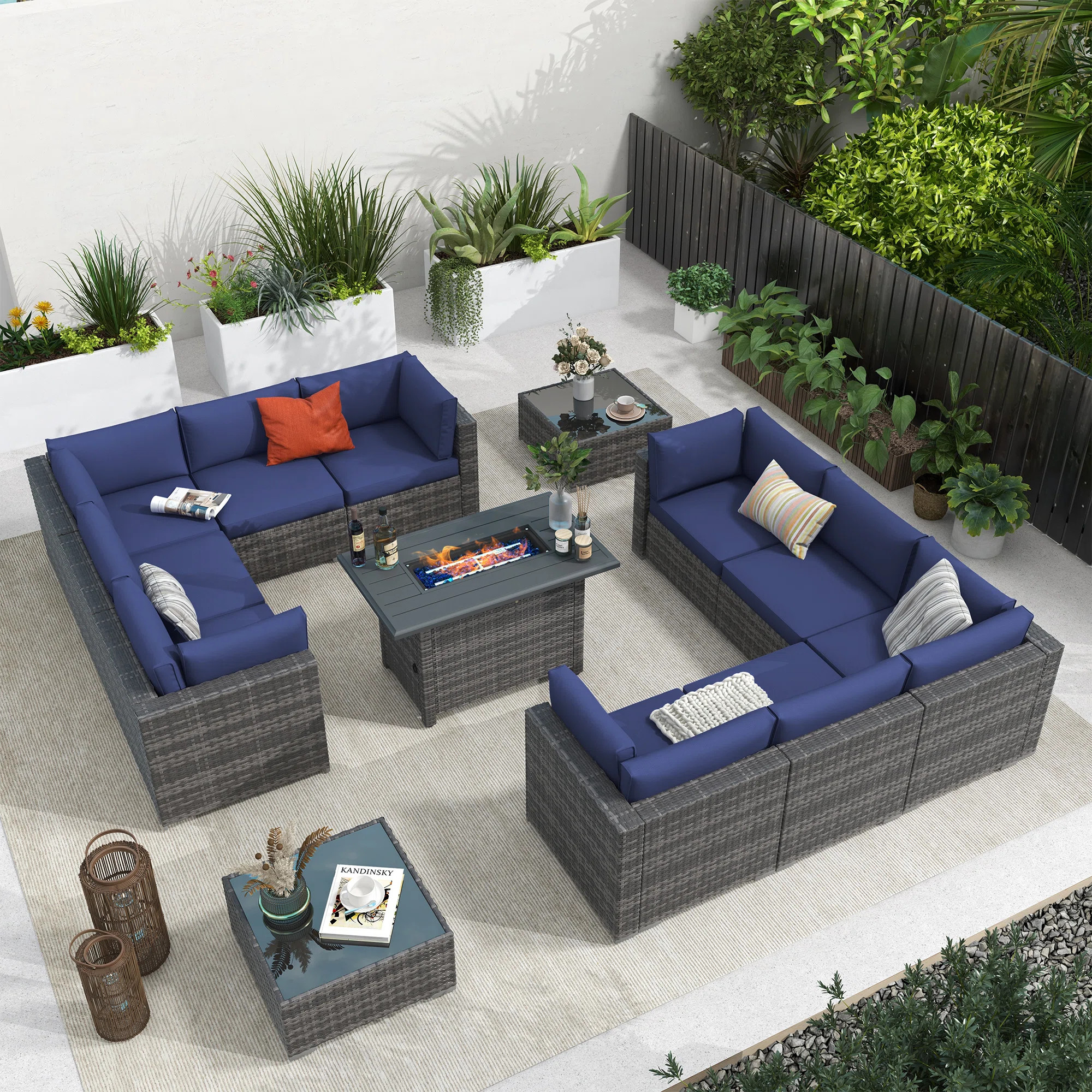 Bult Wicker 10 - Person Modular Patio Conversation Sets with Cushions | Wayfair North America