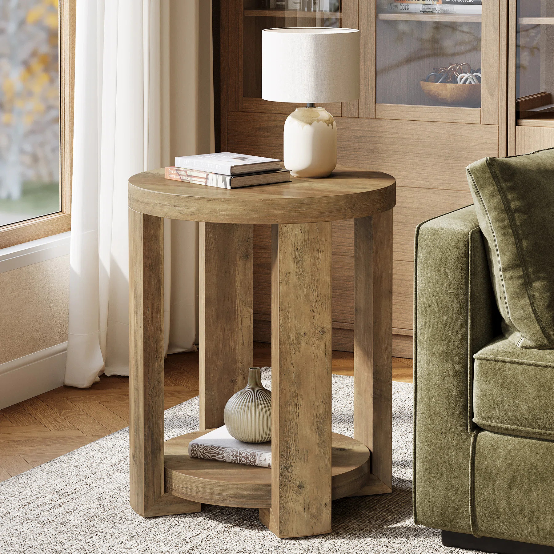 Round Side Table, 2-Tier End Table For Living Room | Wayfair North America