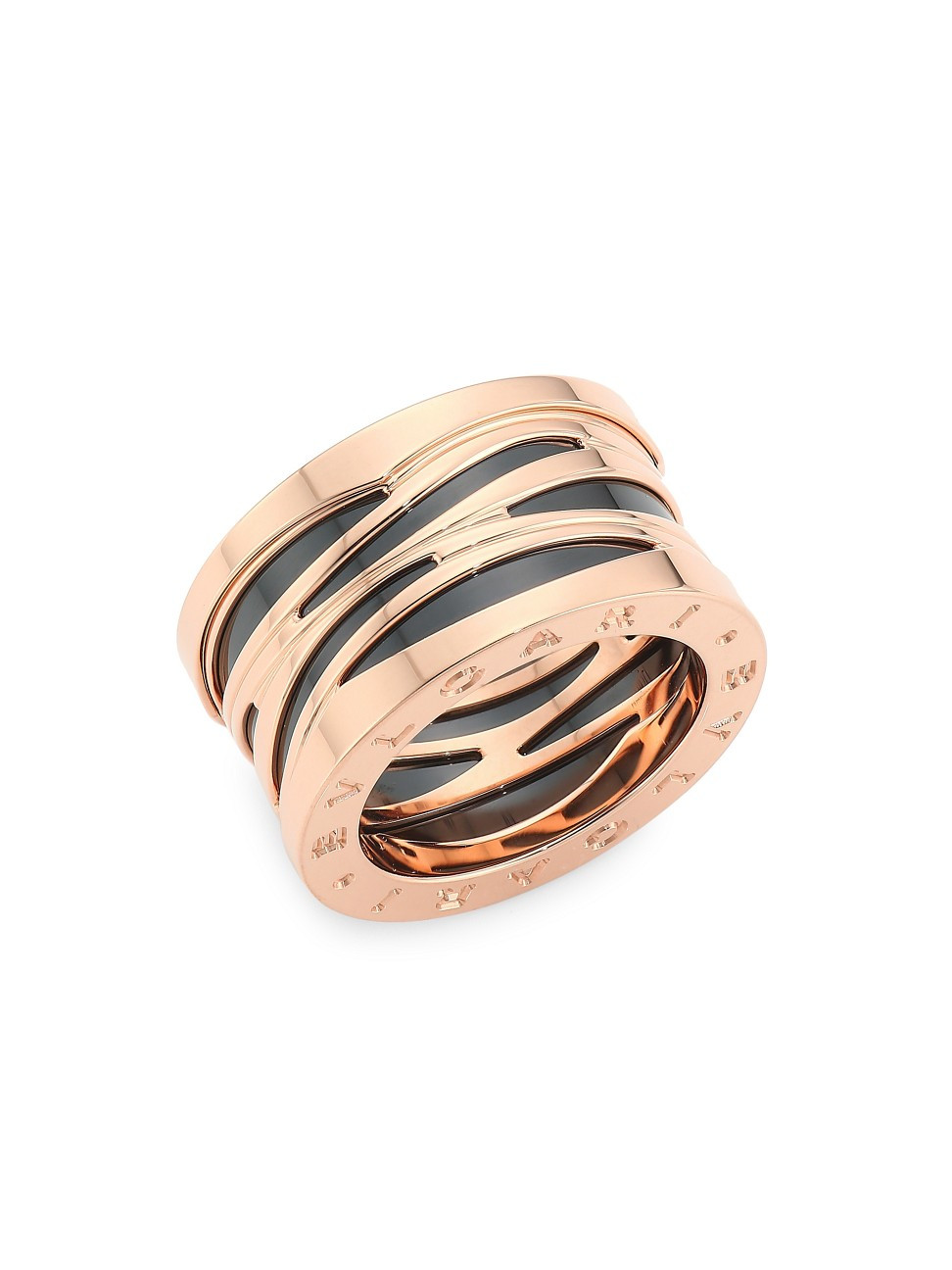Women's B.zero1 Design Legend 18K Rose Gold & Black Ceramic 4-Band Ring - Rose Gold - Size 6 | Saks Fifth Avenue