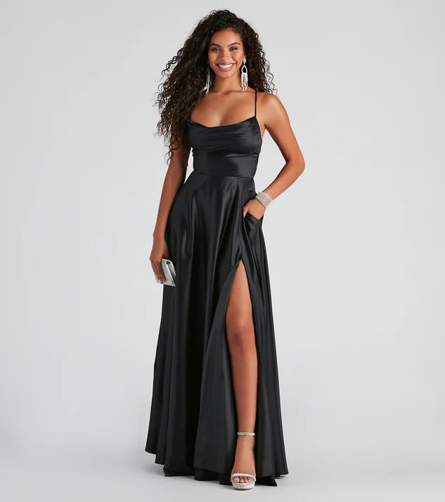 Winslow Formal Satin Lace-Up Dress | Windsor Stores