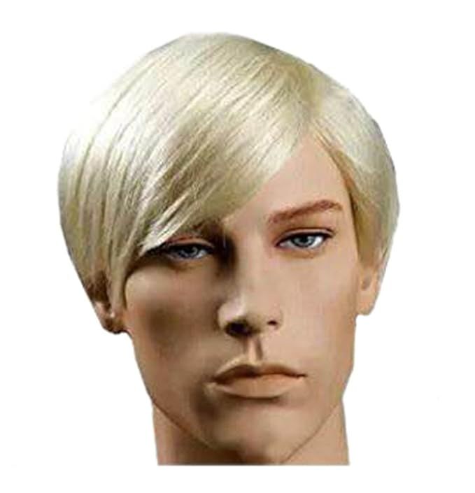 OYSRONG New Handsome Short Straight Men Wig Golden Blonde Color Halloween Party Hair Men Wig | Amazon (US)