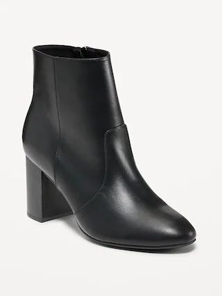 Faux Leather Block Heel Ankle Boots for Women | Old Navy (US)