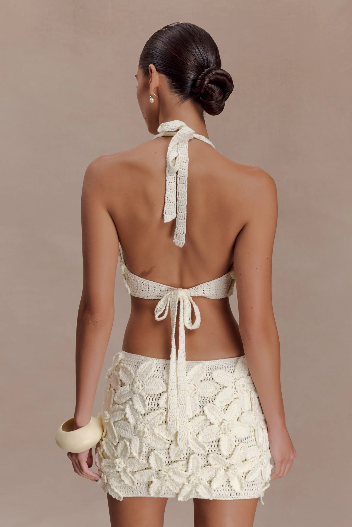 Jaylene Floral Crochet Mini Dress - White | Meshki UK