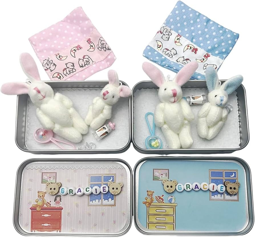 Personalized Mini Plush Bunny House Tin Box Customizable Pocket Bunny Mini Cottage as Easter Bask... | Amazon (US)