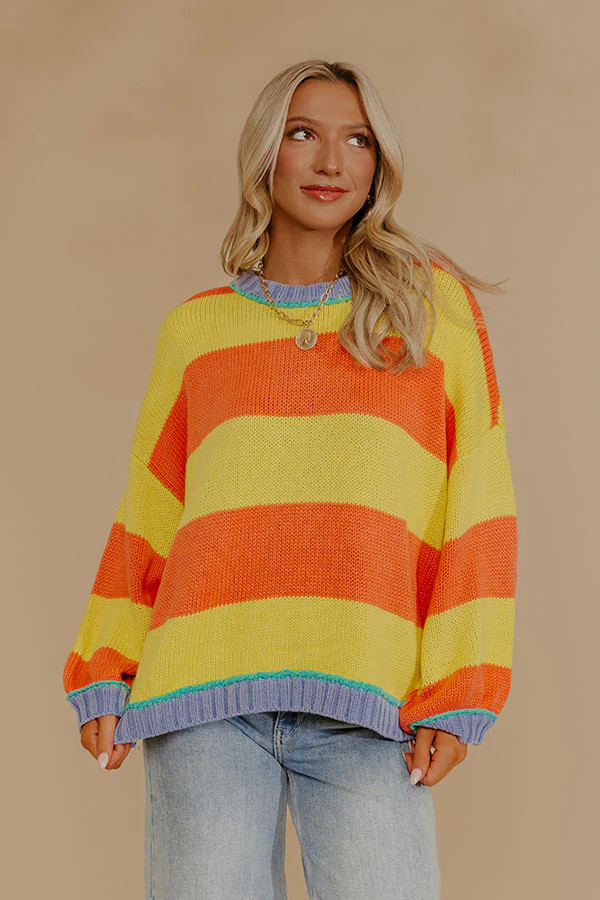Coastal Ease Knit Sweater in Yellow | Impressions Online Boutique