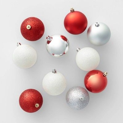 50ct Christmas 70mm Ornament Set Red White & Silver - Wondershop™ | Target