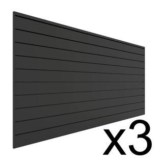Proslat 96 in. H x 48 in. W (96 sq. ft.) PVC Slat Wall Panel Set Charcoal (3 panel pack) P88305 -... | The Home Depot