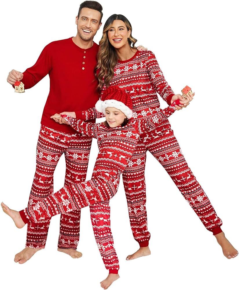 Ekouaer Matching Family Christmas Pajama Sets Womens Mens Kids Pjs Long Sleeve Sleepwear Holiday ... | Amazon (US)