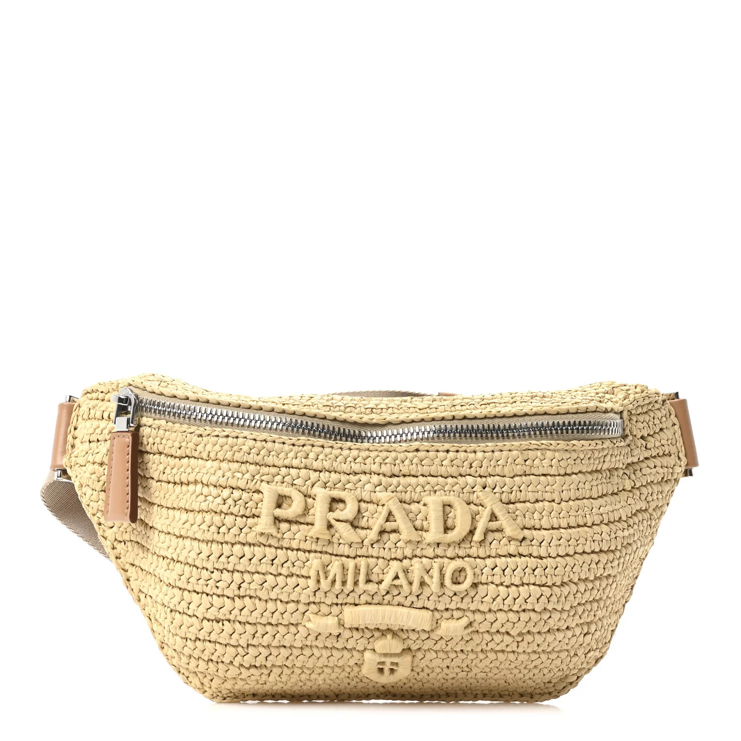 Prada Yarn Raffia Effect Crochet Belt Bag Naturale 1863227 | FASHIONPHILE (US)