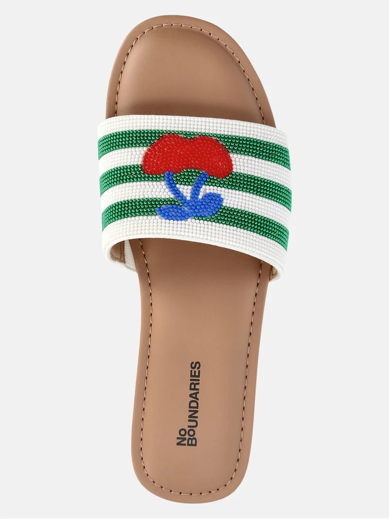 No Boundaries Women's Beaded Slide Sandals | Walmart (US)