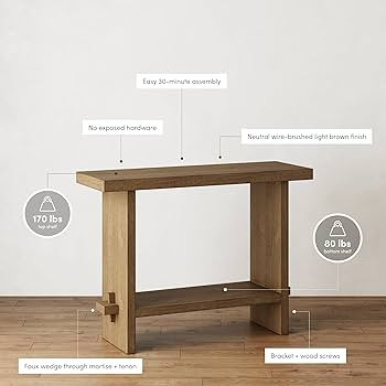 Nathan James Virgo Farmhouse Console, Open Storage 2-Tier Behind The Sofa, Entryway Accent Table in  | Amazon (US)