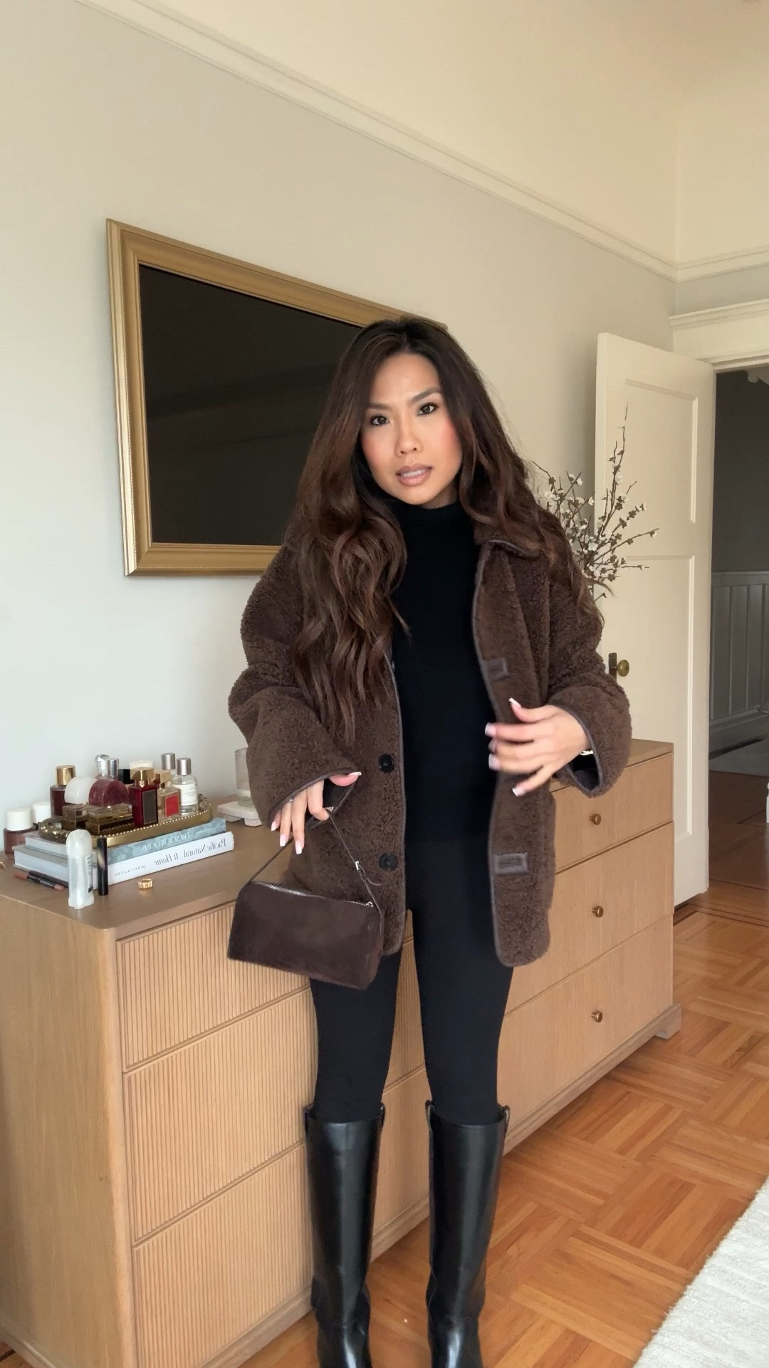 Cozy rainy day ootd 

Sizing:
Jacket - oversized fit, wearing true size xs
Turtleneck - tts, xs
Leggings - tts, xs petite
Boots - tts

#LTKootd #LTKPetite