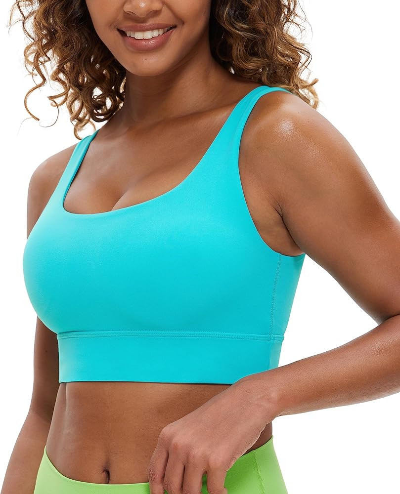 CRZ YOGA Butterluxe Womens U Back Sports Bra - Scoop Neck Padded Low Impact Yoga Bra Workout Crop... | Amazon (US)