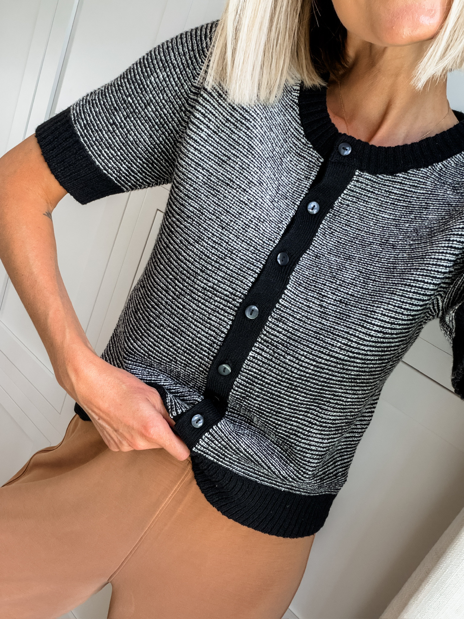 This is such a great short sleeve cardigan for workwear! I love how elevated looks, but it's super affordable! Wearing S!

Loverly Grey, Target, workwear, cardigan, short sleeve cardigan, teacher outfit 

 #LTKSeasonal #LTKWorkwear
