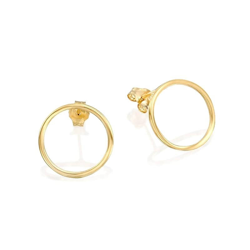 Dainty Gold Circle Earrings - Minimal Small Open Circle Stud Posts - Designer Handmade | Amazon (US)