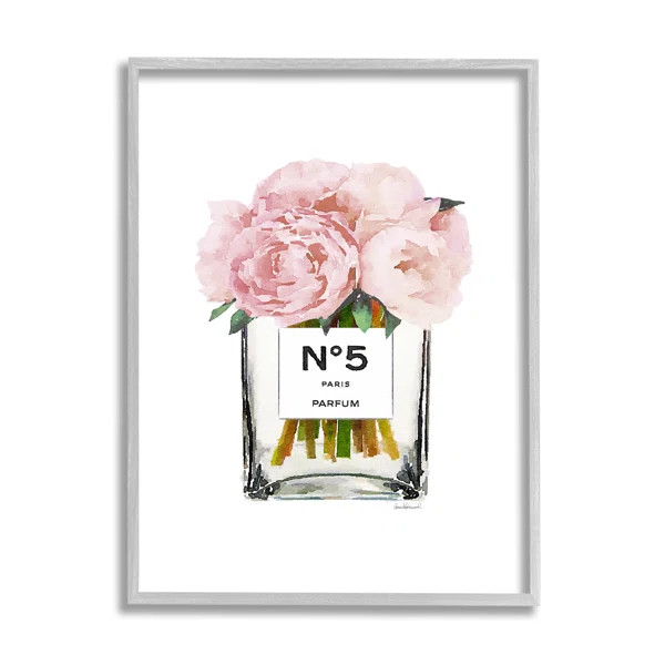 Fashion Designer Flower Bottle Pink Watercolor by Amanda Greenwood - Graphic Art on Wood | Wayfair North America