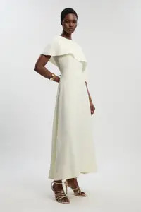 Soft Tailored Cape Detail Tailored Midi Dress | Karen Millen
