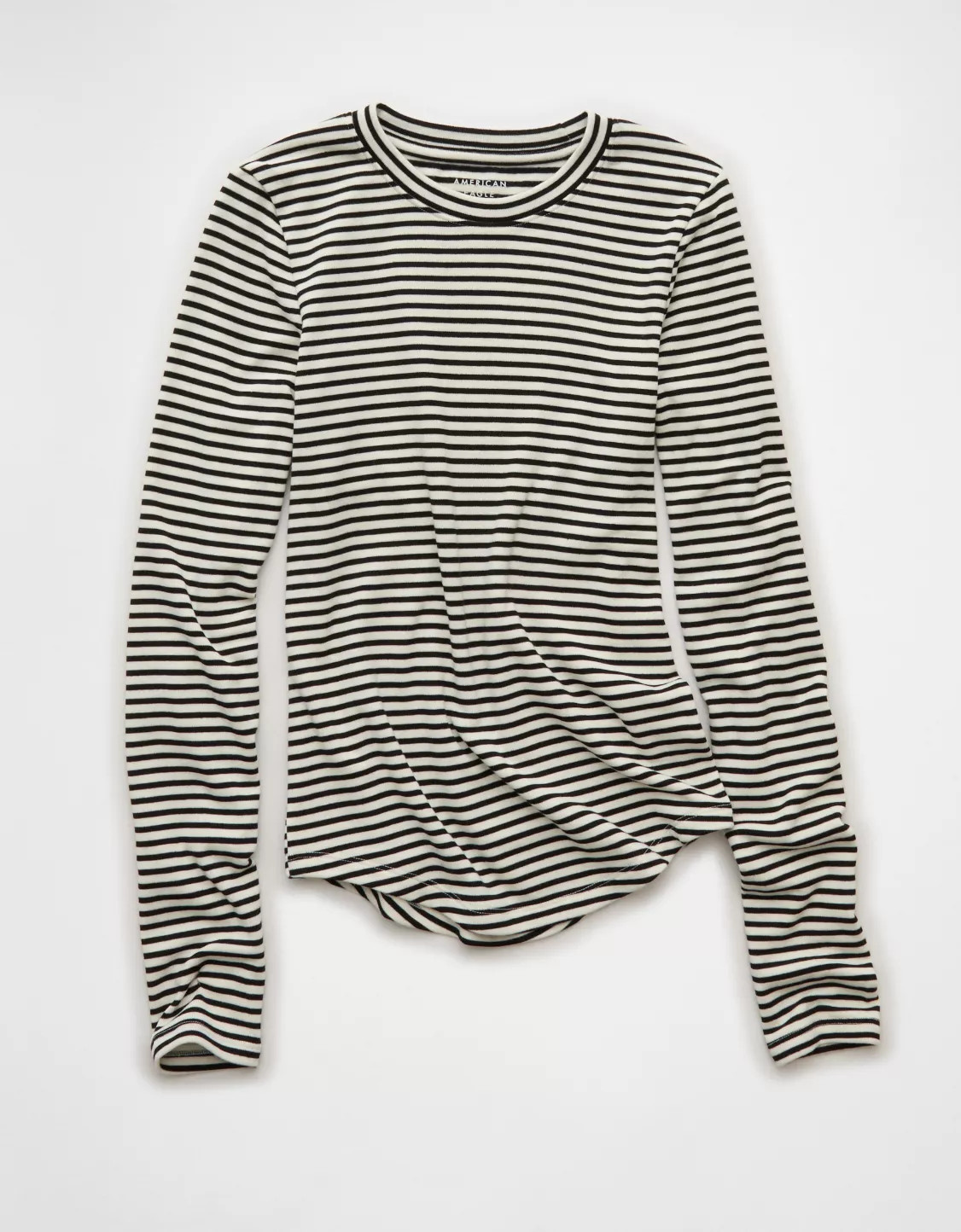 AE Long Sleeve Cozy Crew Neck T-Shirt | American Eagle Outfitters (US & CA)