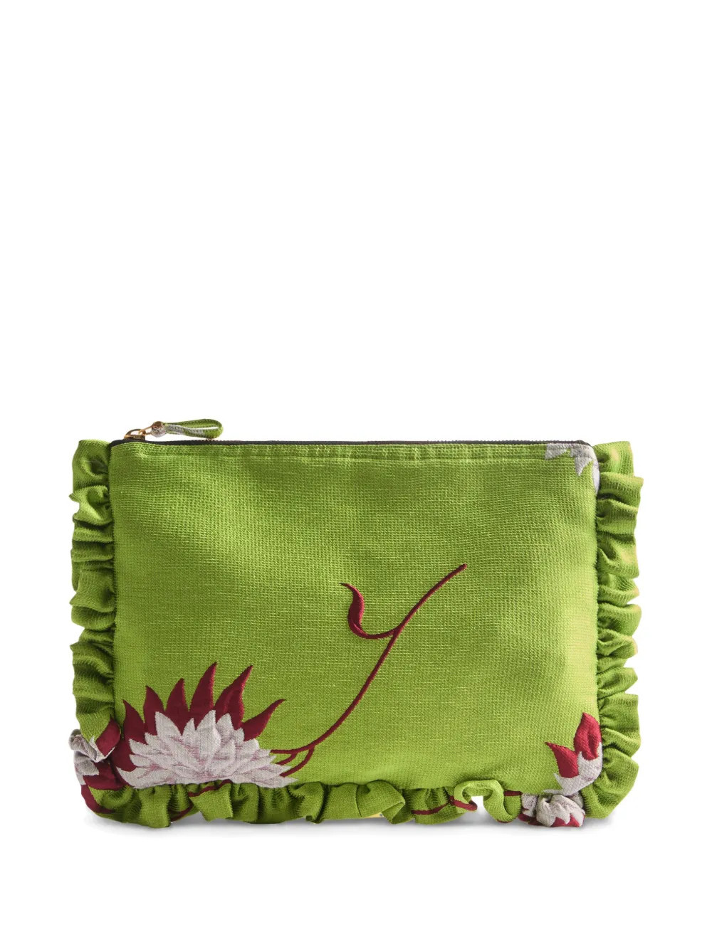 La DoubleJ ruffled clutch - Green | Farfetch Global