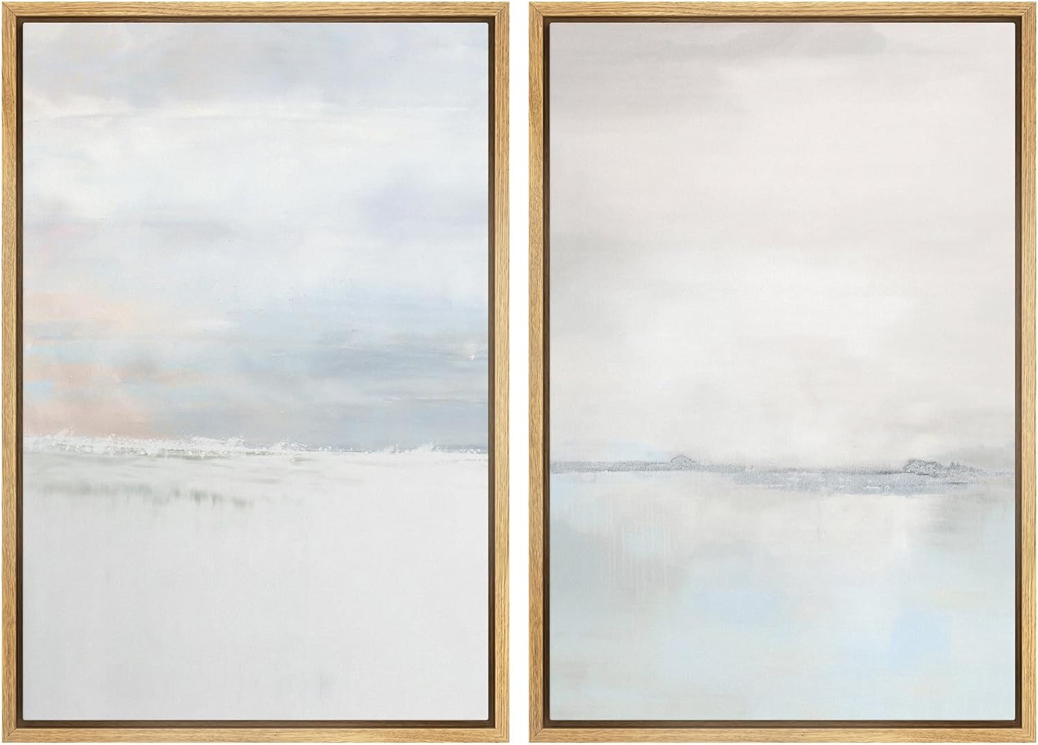 SIGNWIN Framed Canvas Print Wall Art Set Pastel Gray Watercolor Landscape Abstract Shapes Illustr... | Amazon (US)