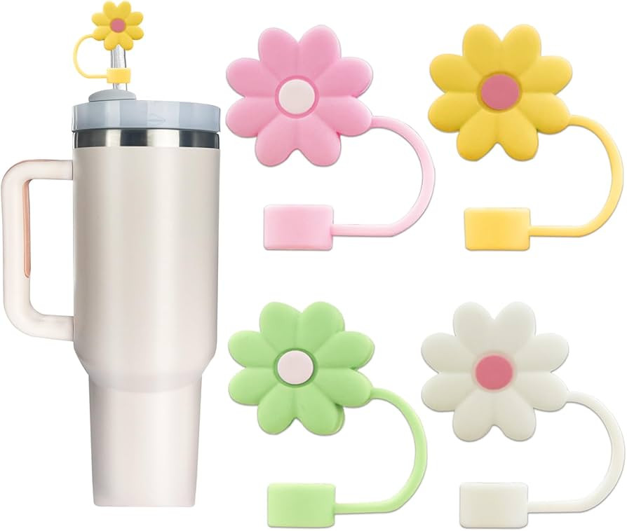 4Pcs Silicone Straw Covers Compatible with Stanley Cups, Dust-Proof Straw Caps for Water Bottles | Amazon (US)