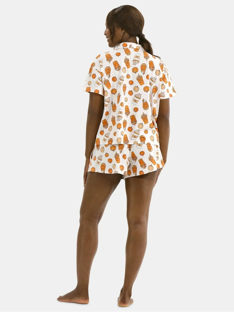 Halloween Women’s Printed Notched Top and Shorts Pajama Set from Way to Celebrate, 2-Piece, Siz... | Walmart (US)