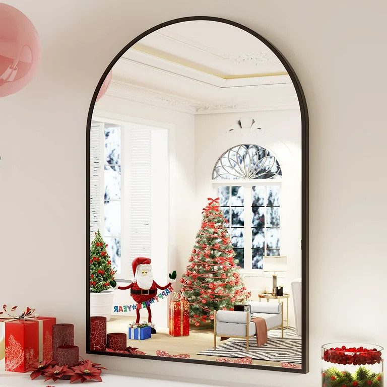 BEAUTYPEAK 24"x 36" Bathroom Mirror Wall Vanity Arched Mirror, Black | Walmart (US)