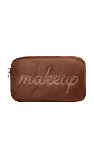 "makeup" Embroidered Small Pouch in Espresso | Revolve Clothing (Global)