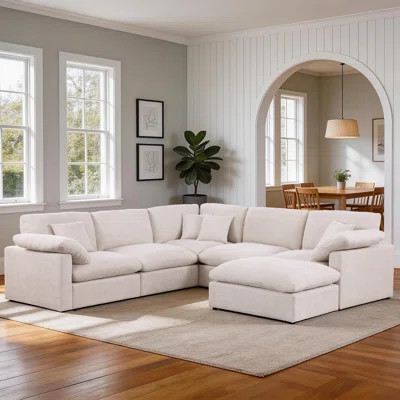Oversize Modular Sectional Sofa Large Chenille Corner Cloud Couch With Ottoman & Pillow | Wayfair North America