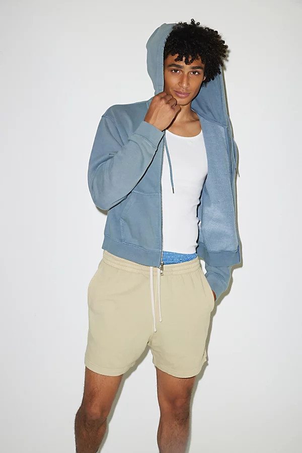 BDG Bonfire Cropped Zip Hoodie Sweatshirt in Blue Fusion at Urban Outfitters | Urban Outfitters (US and RoW)