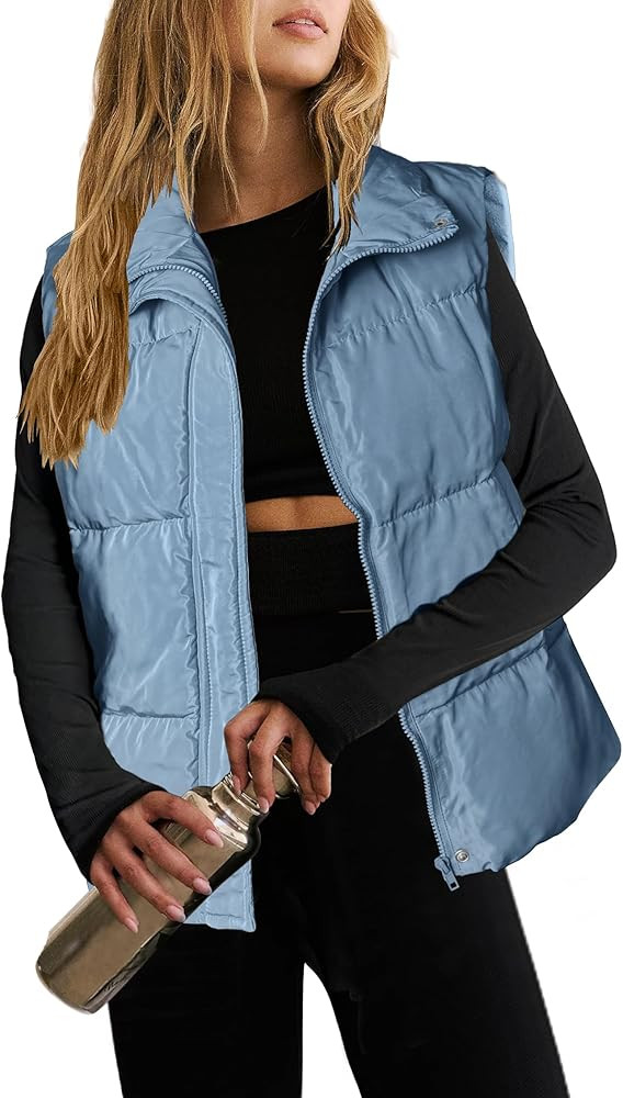 Zeagoo Women Puffer Vest Lightweight Stand Collar Sleeveless Winter Warm Zip Up Padded Outerwear ... | Amazon (US)