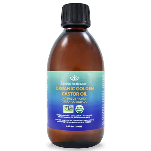 QUEEN OF THE THRONES Organic Golden Castor Oil | 100% Pure for Hair, Skin, Nails, Brows & Lashes | Hexane-Free | USDA Certified [8.4oz (250ml)] | Amazon (US)