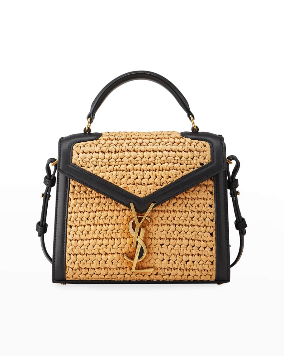 Cassandra Mini YSL Raffia Top-Handle Bag | Neiman Marcus