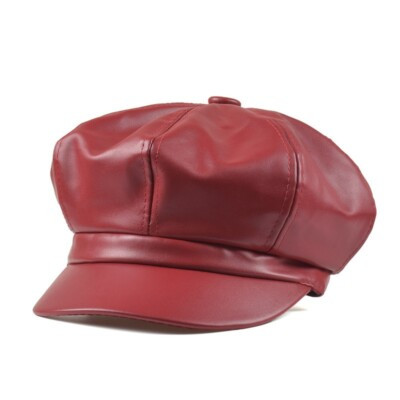 Women Faux Leather Newsboy Cap Hat Baker Boy Cabbie Gatsby Beret Flat Cap Winter | eBay UK