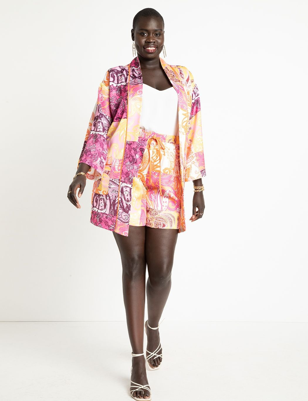 Drawstring Printed Short | Women's Plus Size Pants | ELOQUII | Eloquii