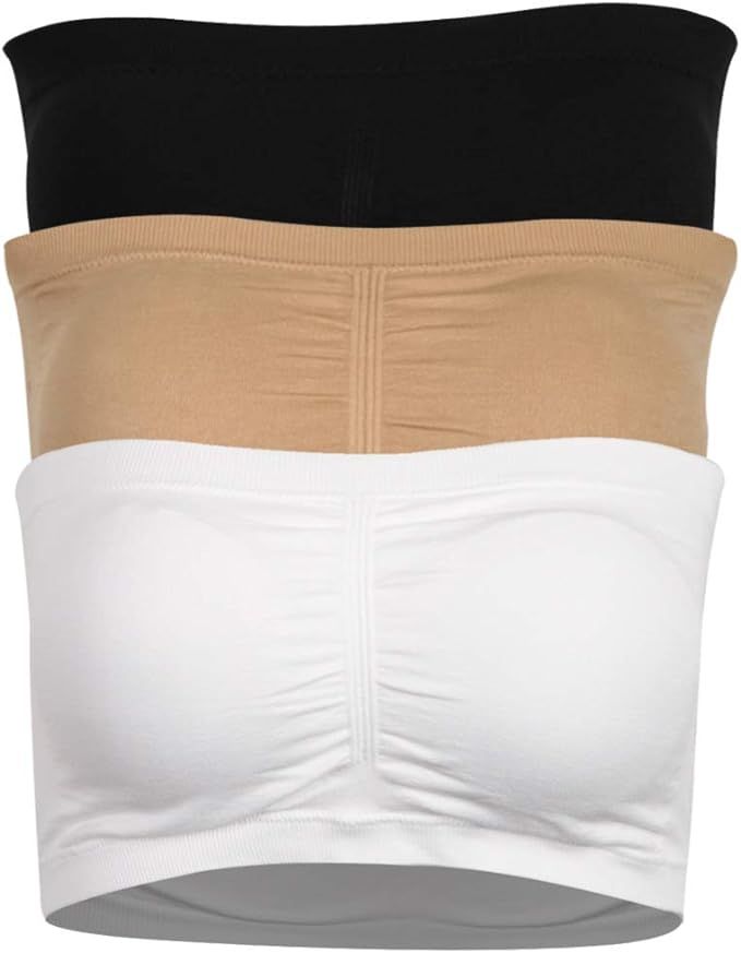 Time and River Women's Padded Bandeau Bra, Strapless Basic Layer Tube Top 1-4 Packs | Amazon (US)