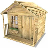 OutdoorToys 5FT x 5FT Wooden Garden Playhouse for Kids - Sparrow in Beige | Debenhams UK