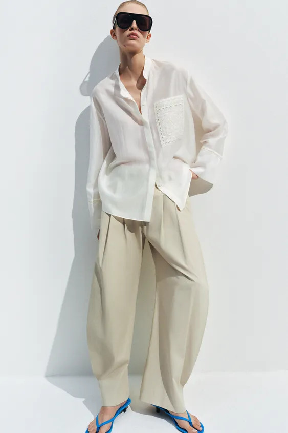 ZW COLLECTION EMBROIDERED POCKET SHIRT | Zara UK