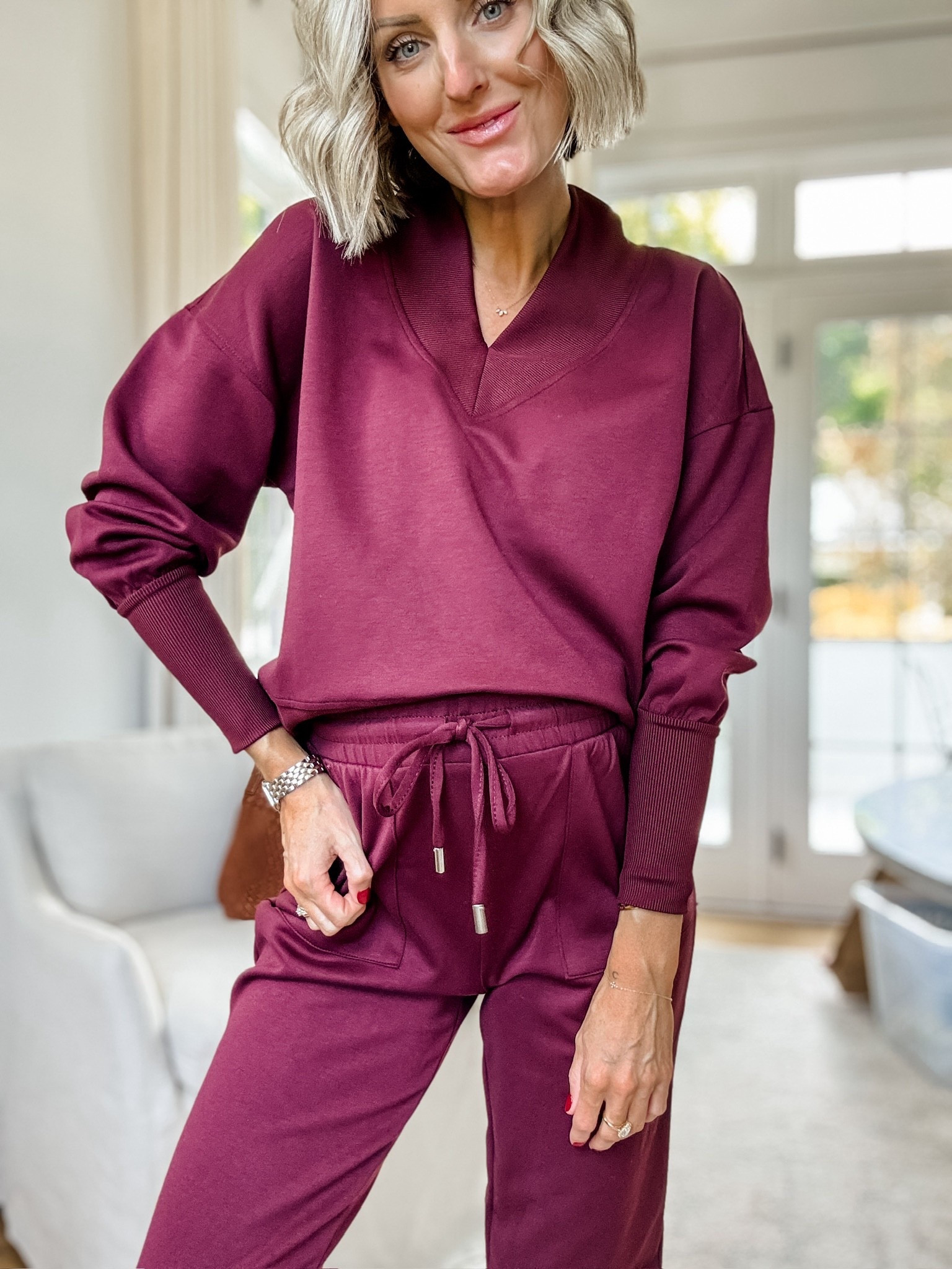 Cozy and chic, this burgundy matching lounge set from Walmart is the perfect blend of comfort and style—soft, flattering, and ideal for relaxing at home or running errands in effortless fashion! Wearing size small.

#WalmartFashion #MatchingSet #Loungewear #BurgundySet #FallFashion #WardrobeStaples #EverydayChic #EffortlessStyle #ClassicStyle #LTKStyle #FallOutfitInspo #WalmartFinds

#LTKSeasonal #LTKActive #LTKFindsUnder50
