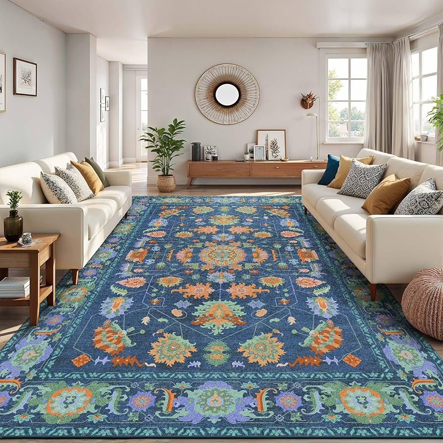 Kokia 8x10 Area Rugs Living Room Washable Non Slip Low Pile Oushak Vintage Stain Resistant Soft L... | Amazon (US)