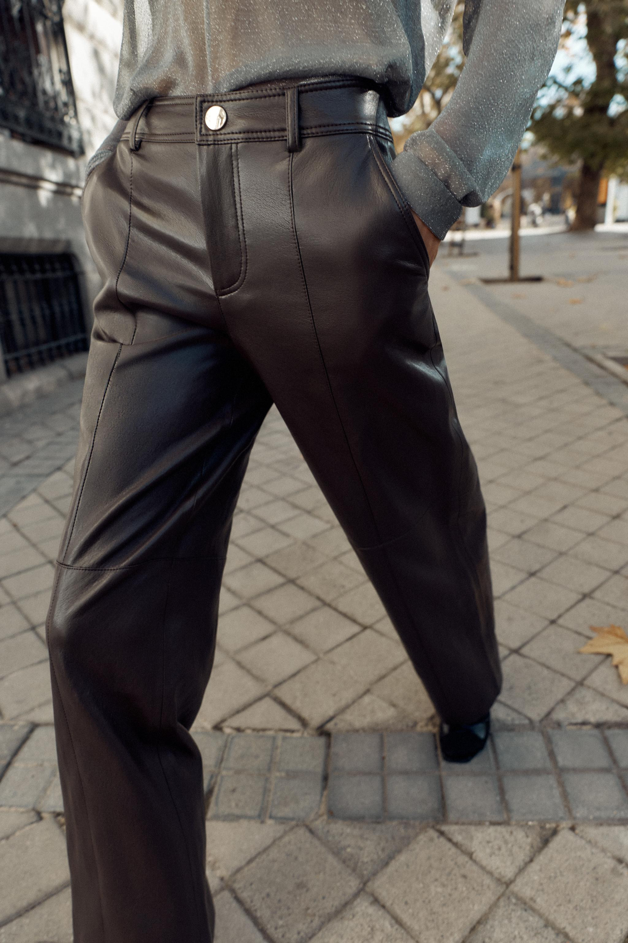 FAUX LEATHER STRAIGHT PANTS | Zara US
