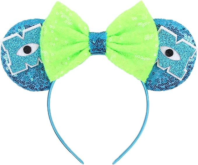 FACHPINT Green Bigeyemonster Mouse Ears for Girl Sequin Mouse Ears Headband Adult Party Princess ... | Amazon (US)