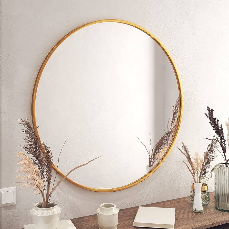 Gold Circle Wall Mirror 36 Inch Round Wall Mirror for Entryways, Washrooms, Living Rooms and More... | Amazon (US)