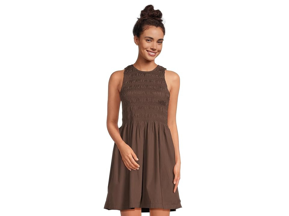Madewell Selena Smocked Mini Women's Dress Roasted Chicory : 2XL (Women's 18), Cotton | Zappos